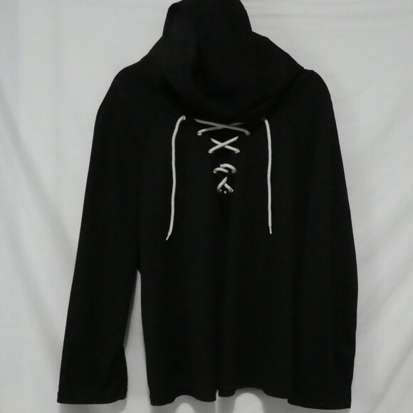 SHEIN - Curve | 2XL | Black Lace-Up Long Sleeve Waffle Knit Hooded Top - Picture 2 of 15